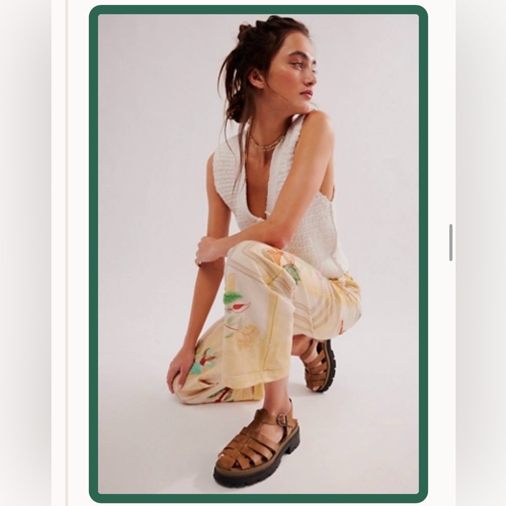 Free People Delaney Fisherman Platforms, Dark Sand, Size 8 (38)